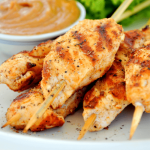 3X Weight Loss Chicken Skewers with peanut dipping sauce